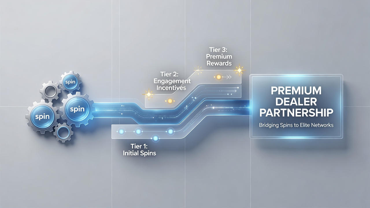 Flow diagram illustrating layered incentives connecting mobile spins to live dealer and card experiences