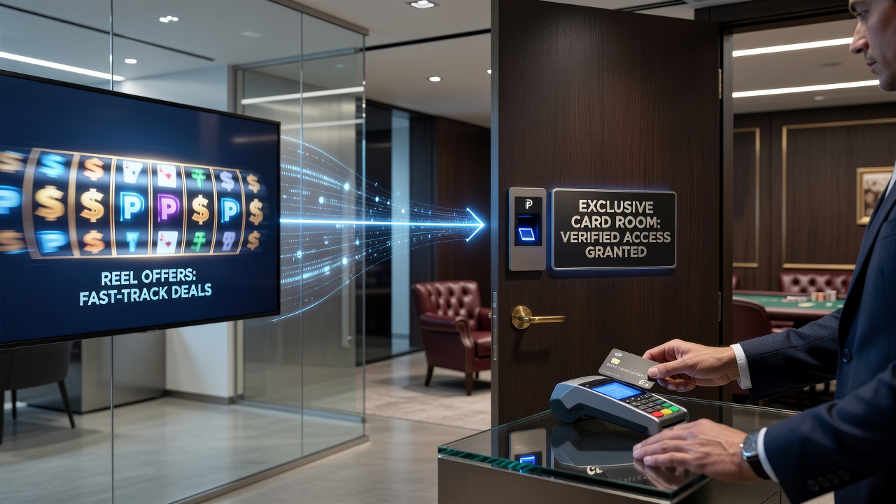 Player advancing from mobile slots to private card room interface via instant transfers