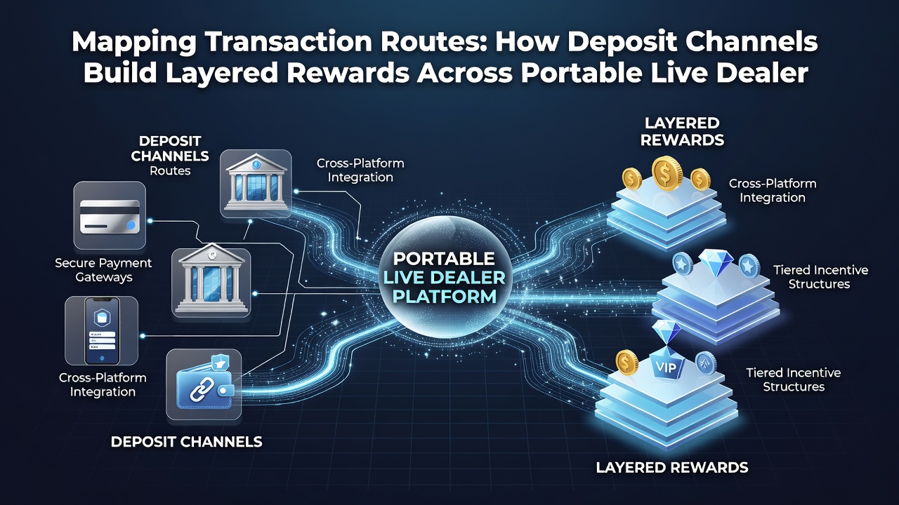 Flowchart illustrating mobile deposit routes connecting to reward tiers in live dealer and table game environments